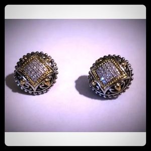 Effy 1/4cttw diam 18k gold Sterling clip earrings