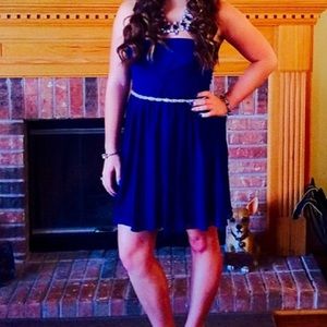 Dark blue almost purple dress with rinestone waist