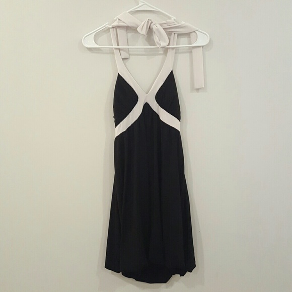 Black dress with white accents and straps