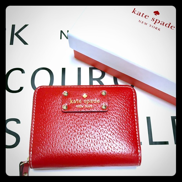 New Listing! Kate Spade Red Leather Wallet - Picture 1 of 4