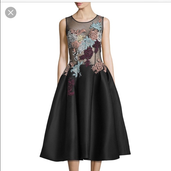 Jovani size 0 floral-embroidered black dress - Picture 2 of 4