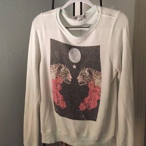 Wild fox cheetah and Rose sweater size S
