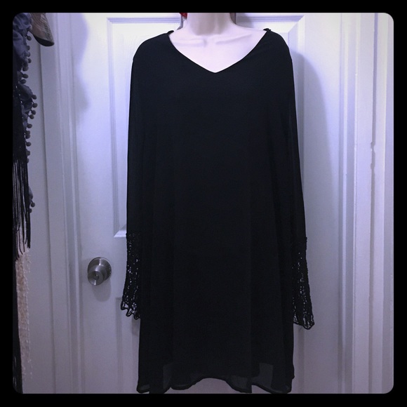 Black dress with lace sleeves