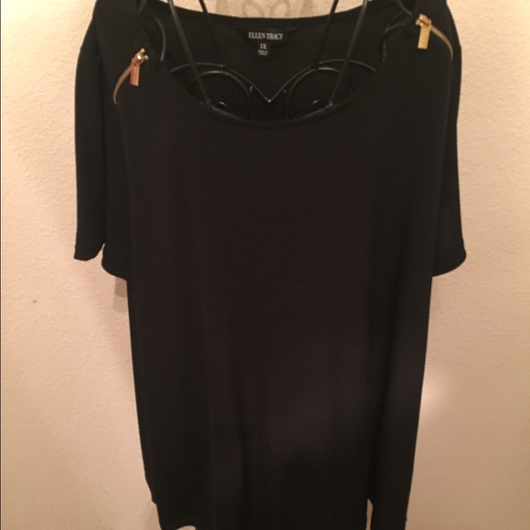 Black silk zippered top