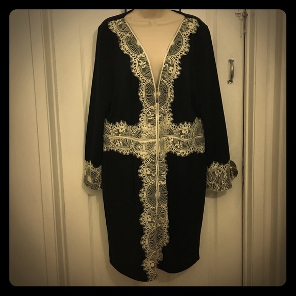 Black and ivory dress
