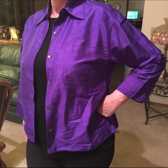 Chico's Dupioni 100% Silk Blouse/Jacket
