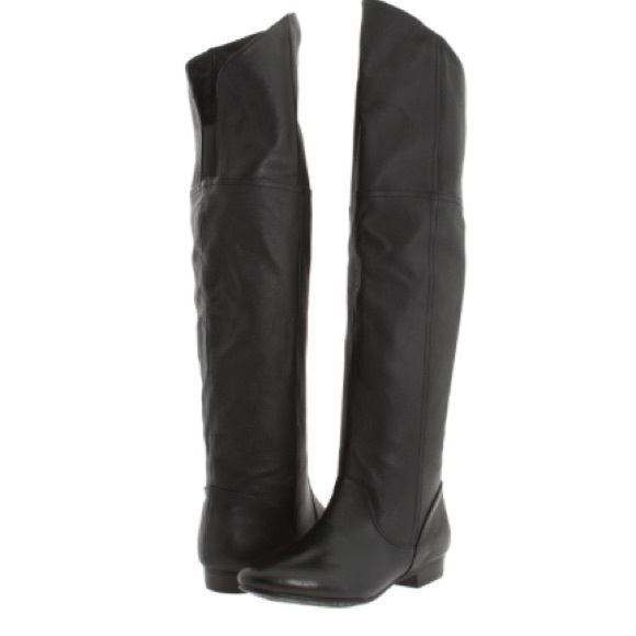 Black knee high leather boots