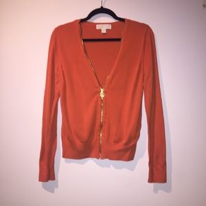 Michael Kors zipper cardigan - burnt orange