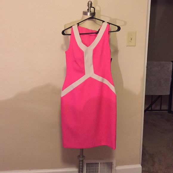 Tahari Hot Pink/Tan Dress! 😱😍💞