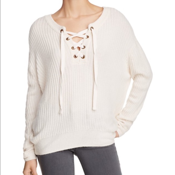 Lace up knit sweater szL