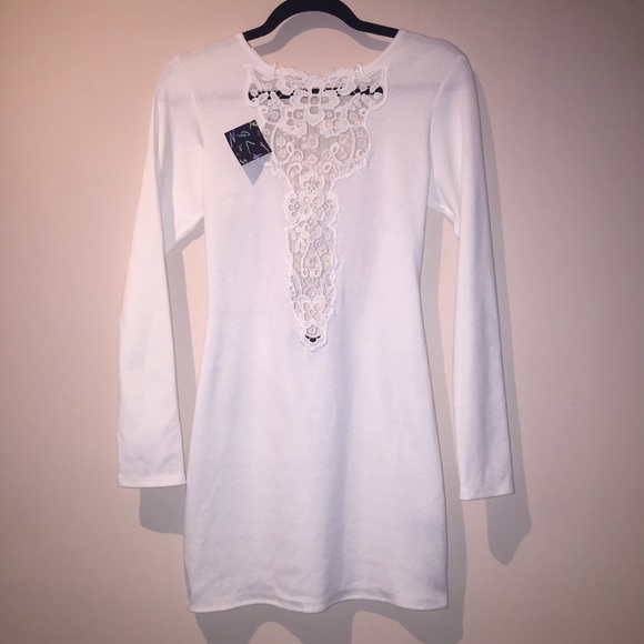 Nasty Gal white cotton mini dress with open back