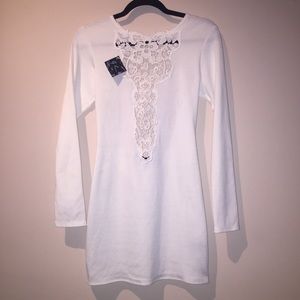 Nasty Gal white cotton mini dress with open back