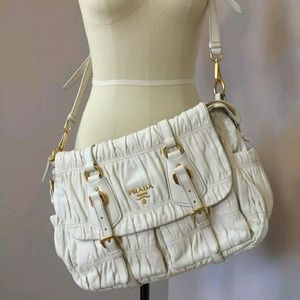 Auth Prada Nappa Leather Gaufre Messenger Bag