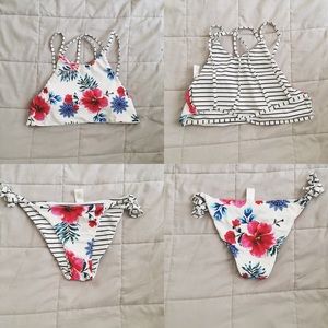Floral halter bikini set (reversible)