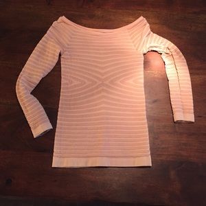 Free People Pink stretchy boat neck shirt