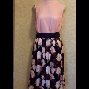Black and pink floral skirt