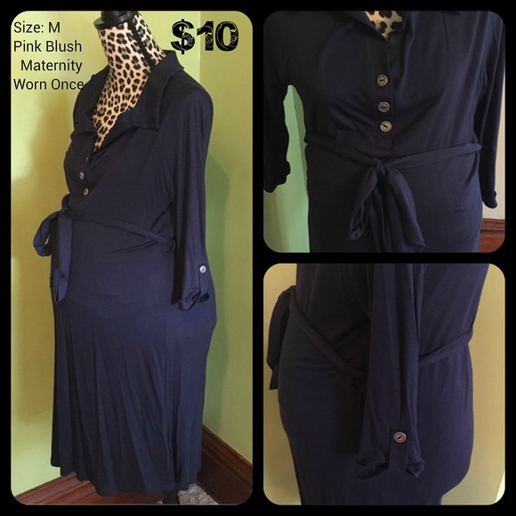 Navy Blue Maternity Dress by Pink Blush Maternity