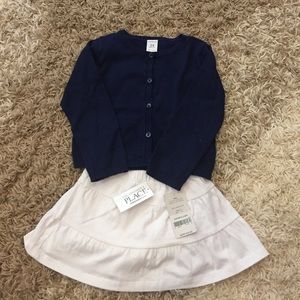 NWT White Skirt w/ Navy Sweater 18-24 mos.