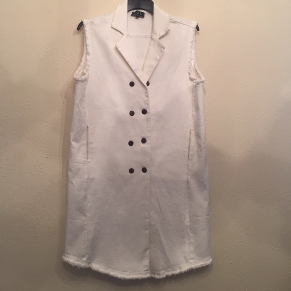 Denim Double Breasted Long Vest