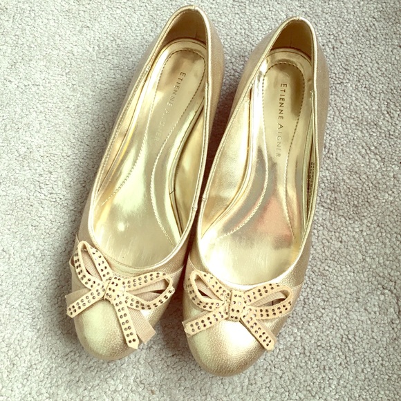 Etienne Aigner gold flats, size 6