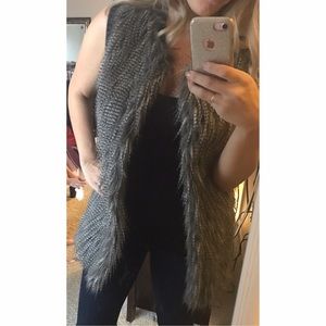 H&M Gray Faux Fur Vest