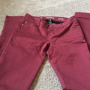 Maroon skinny jeans