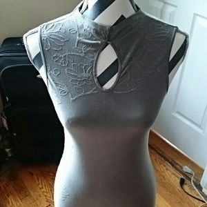 Silver Mockneck Bodycon Dress