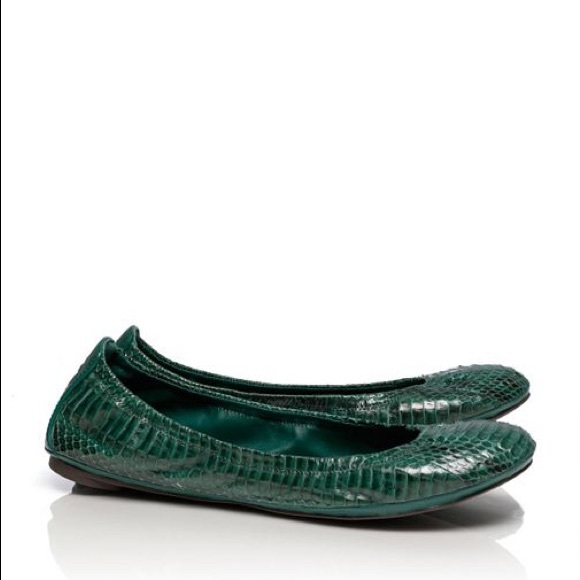 Tory Burch Eddie ballet flat green snake skin - Picture 2 of 2