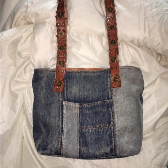 Patricia Nash denim patchwork bag