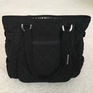 Vera Bradley quilted microfiber black tote L