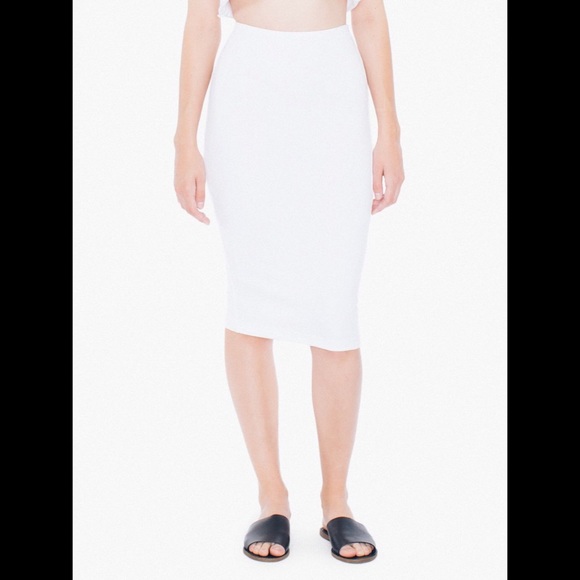 American Apparel Mid Length Pencil Skirt (White)