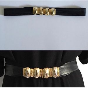 Cute Black Waist Belt With Gold Detail