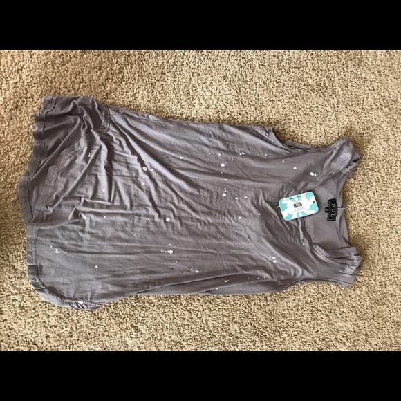 Gray hooded sleeveless tunic