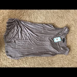 Gray hooded sleeveless tunic