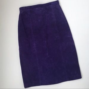 BAGATELLE suede royal purple knee length skirt SM BAGATELLE suede royal purple knee length skirt SM