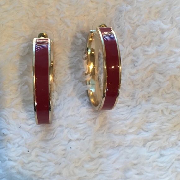 Boston Proper red &gold hoop earrings