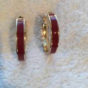 Boston Proper red &gold hoop earrings