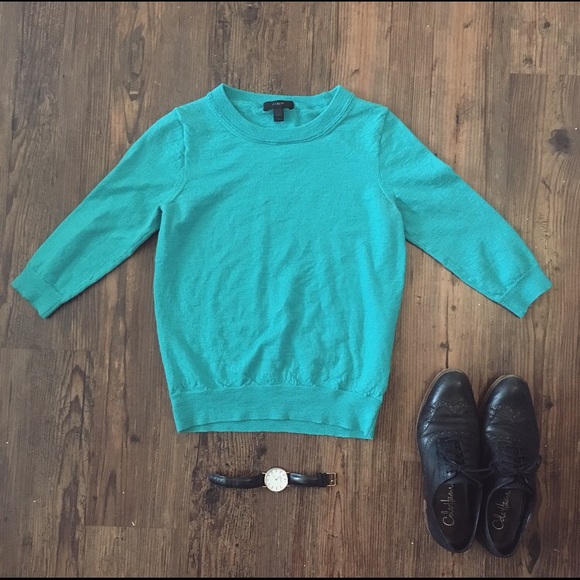 100% merino wool J Crew teal sweater