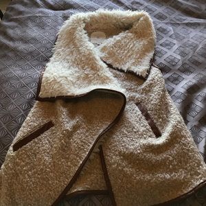 Faux fur, faux leather trim vest