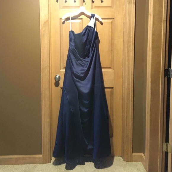 F15940 Marine David's Bridal One Shoulder Dress - Picture 2 of 4