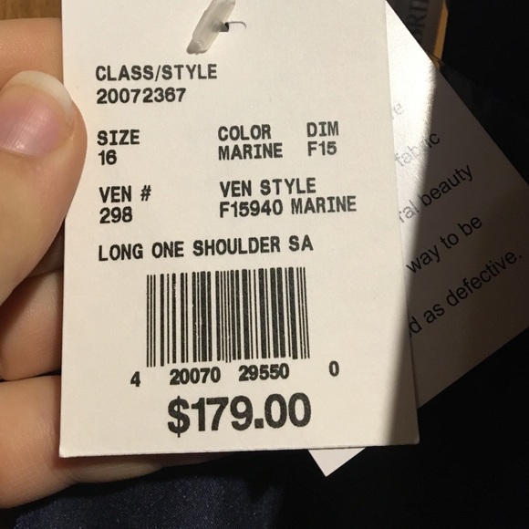 F15940 Marine David's Bridal One Shoulder Dress - Picture 4 of 4