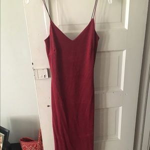 Deep Pinkish-Red Suede Dress