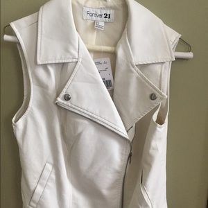 Pleather white vest