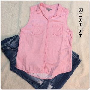 Rubbish pink button down tank top
