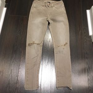 American Eagle skinny crop destroyed denim jeans