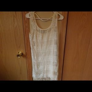 American Eagle White Fringe Dress