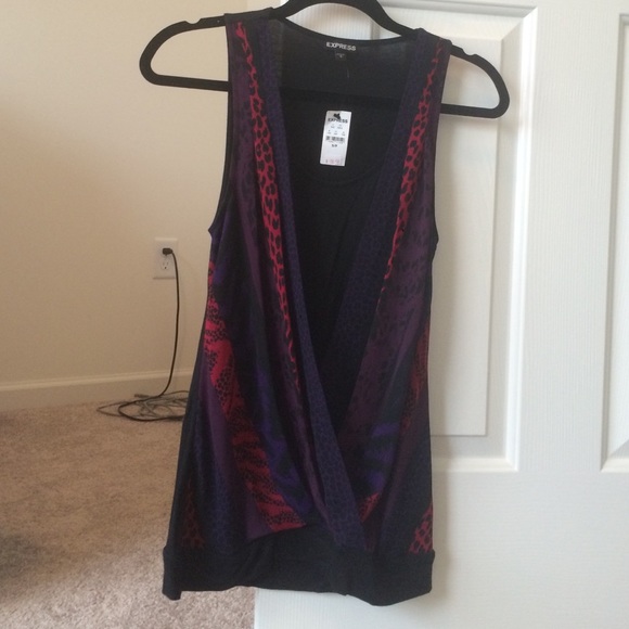 Express black animal print tank