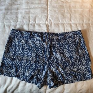 Cynthia Rowley Aztec patterned linen shorts.