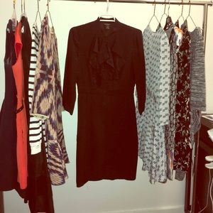 Club Monaco Silk Shirt Dress with Ruffle Neck