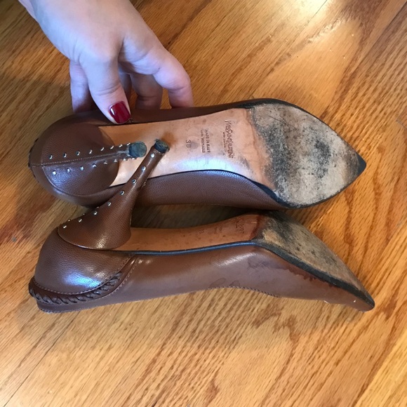 Yves Saint Laurent YSL brown gold Heels - Picture 4 of 5